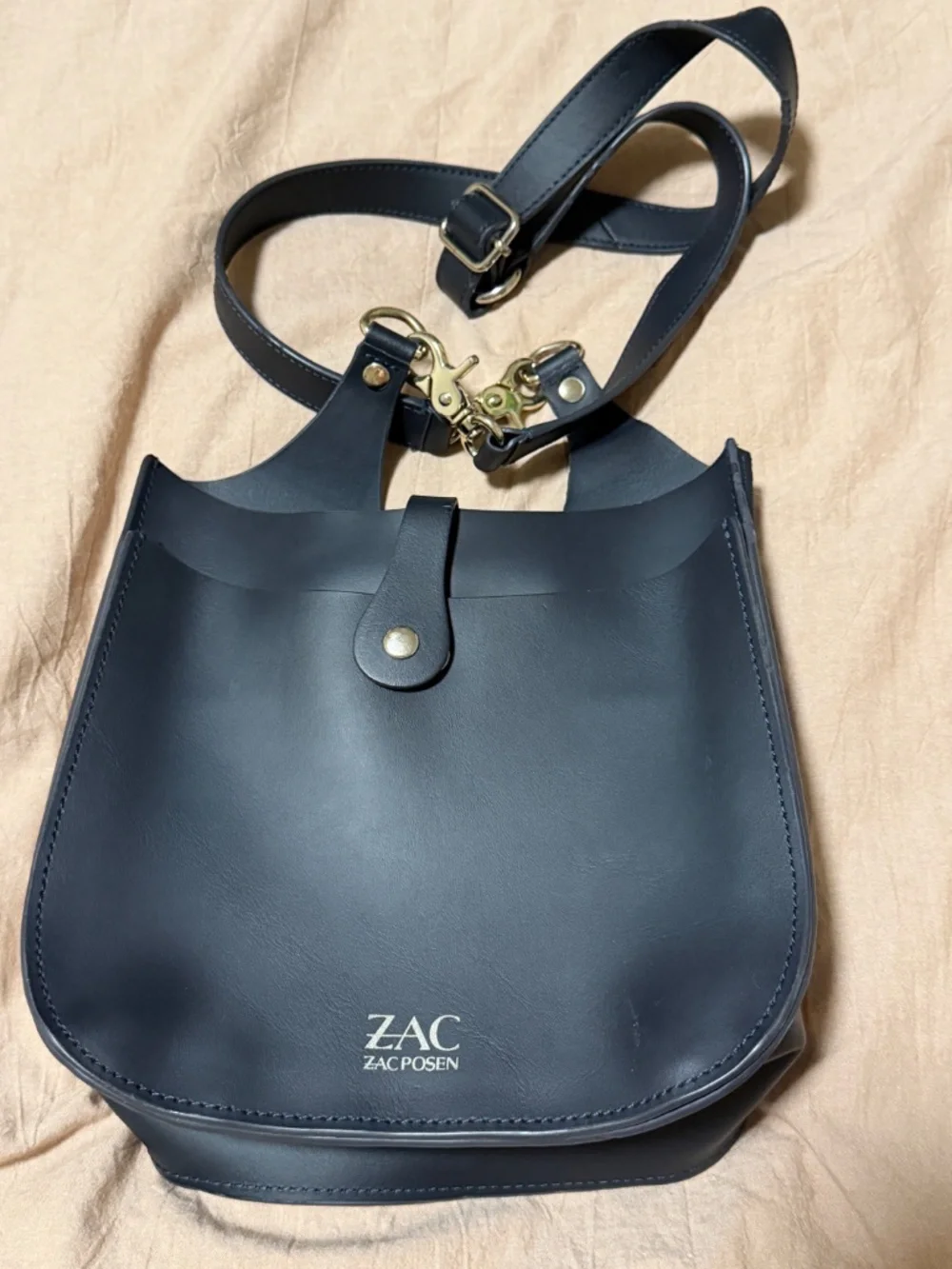 ZAC Zac Posen Belay Crossbody Bucket Bag purse Navy Blue